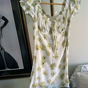 Floral White and Yellow Dress